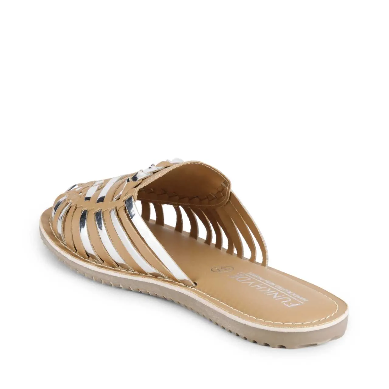 Amurra Beige Silver Huarache Mules