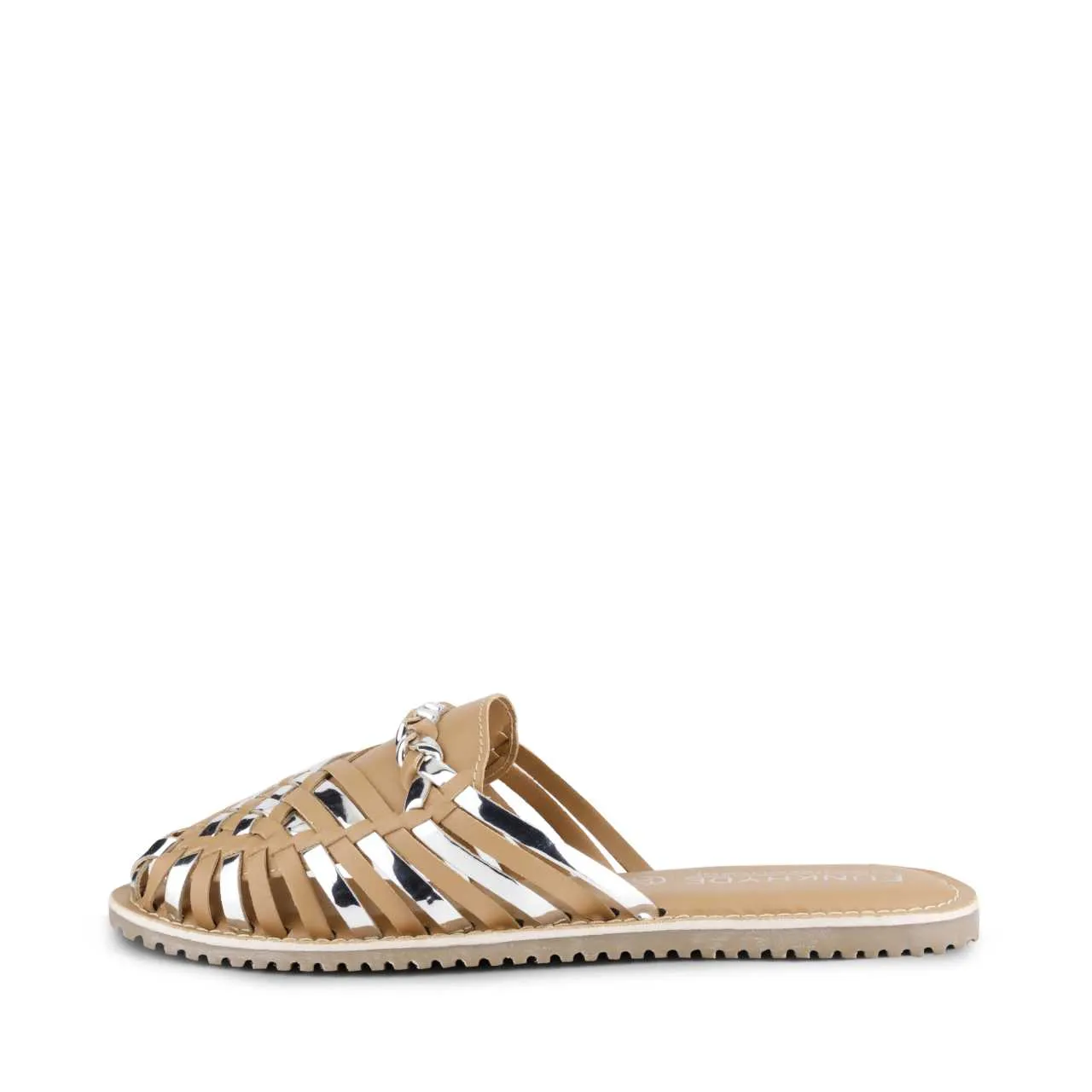 Amurra Beige Silver Huarache Mules