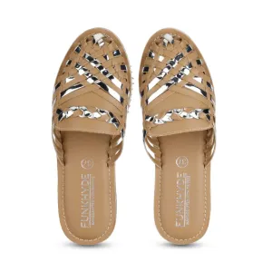 Amurra Beige Silver Huarache Mules