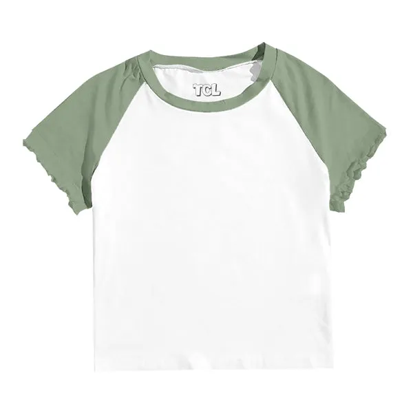 Baseball Tee with Lettuce Edge Sleeves