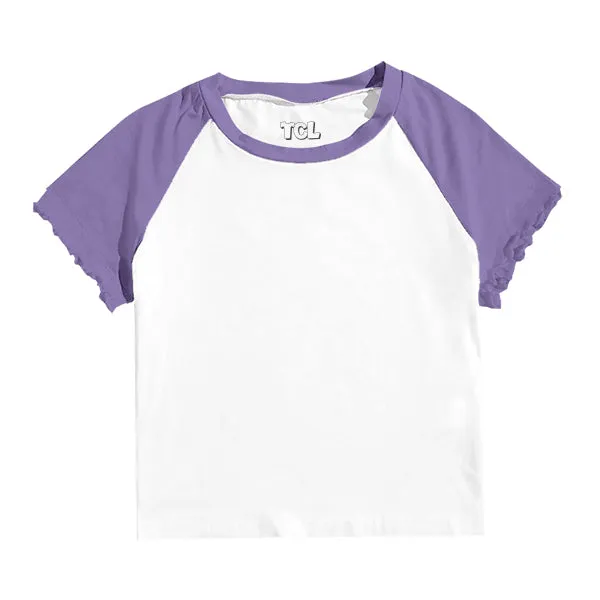 Baseball Tee with Lettuce Edge Sleeves