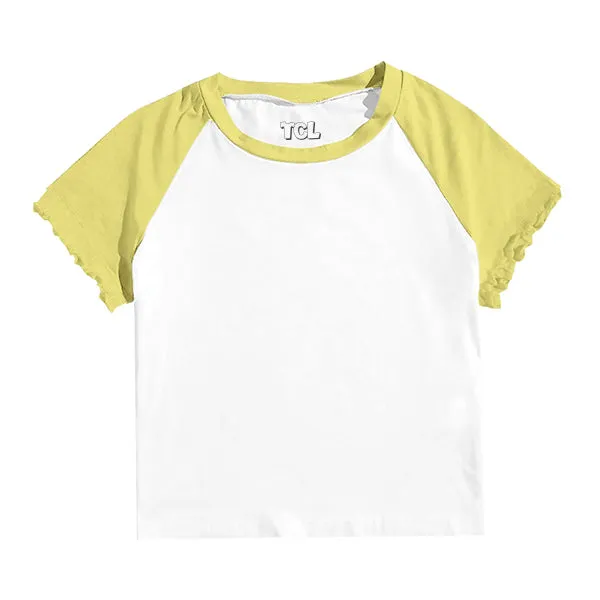 Baseball Tee with Lettuce Edge Sleeves