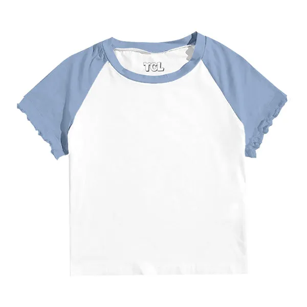 Baseball Tee with Lettuce Edge Sleeves