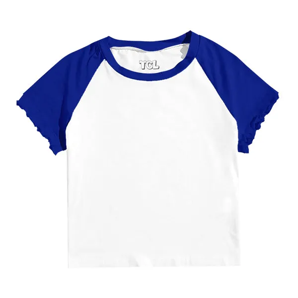 Baseball Tee with Lettuce Edge Sleeves