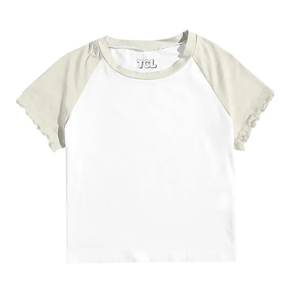 Baseball Tee with Lettuce Edge Sleeves