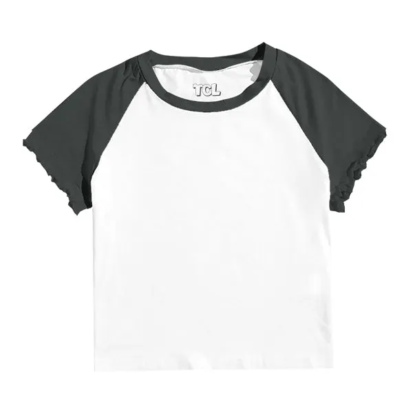 Baseball Tee with Lettuce Edge Sleeves
