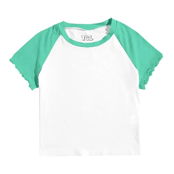 Baseball Tee with Lettuce Edge Sleeves