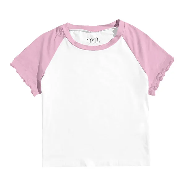 Baseball Tee with Lettuce Edge Sleeves