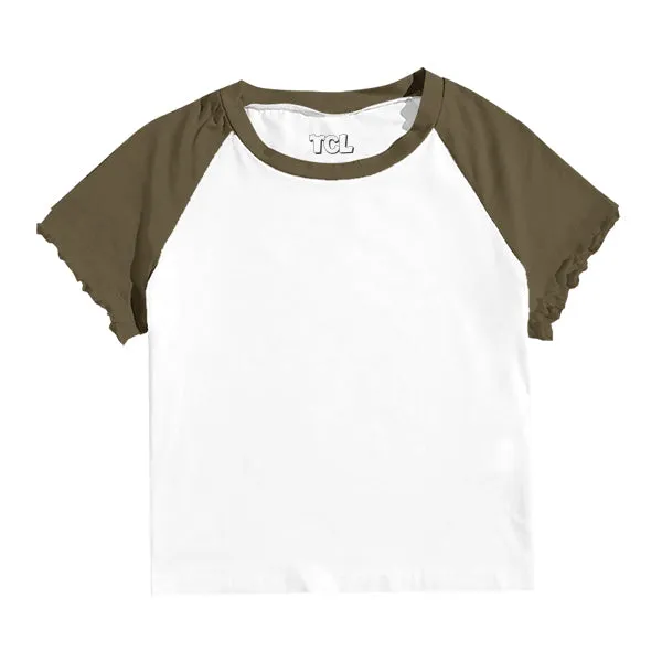 Baseball Tee with Lettuce Edge Sleeves