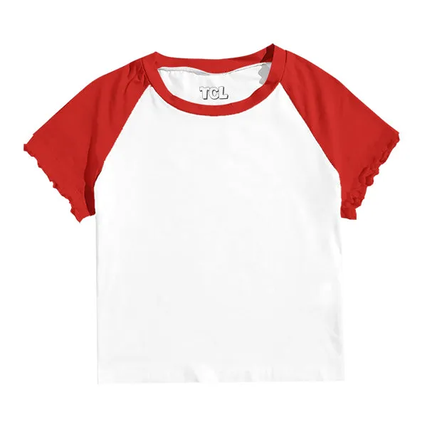 Baseball Tee with Lettuce Edge Sleeves