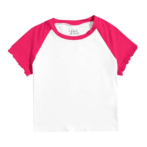 Baseball Tee with Lettuce Edge Sleeves