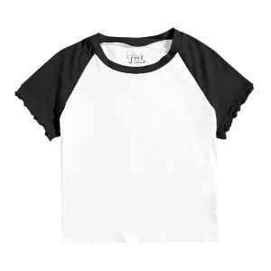 Baseball Tee with Lettuce Edge Sleeves