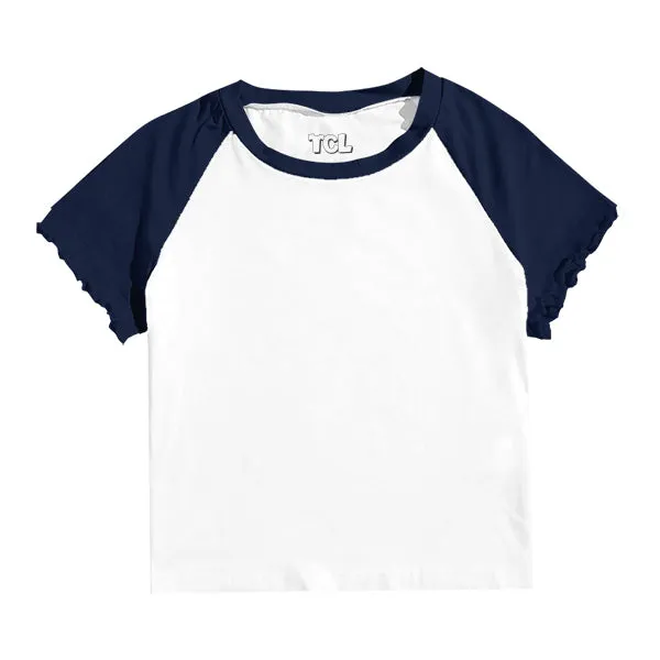 Baseball Tee with Lettuce Edge Sleeves