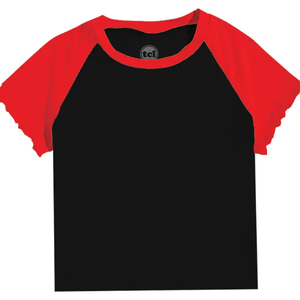 Baseball Tee with Lettuce Edge Sleeves