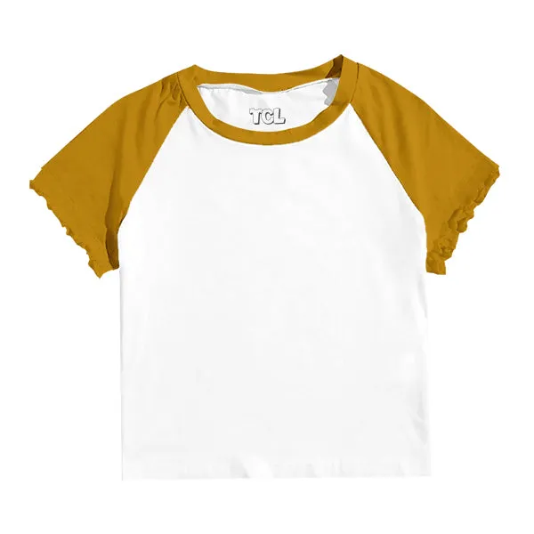 Baseball Tee with Lettuce Edge Sleeves