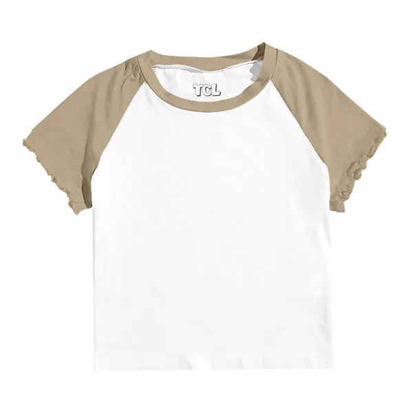 Baseball Tee with Lettuce Edge Sleeves