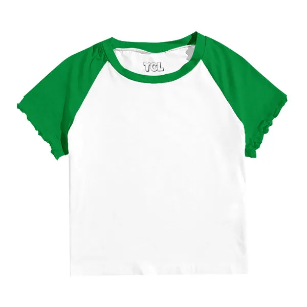 Baseball Tee with Lettuce Edge Sleeves