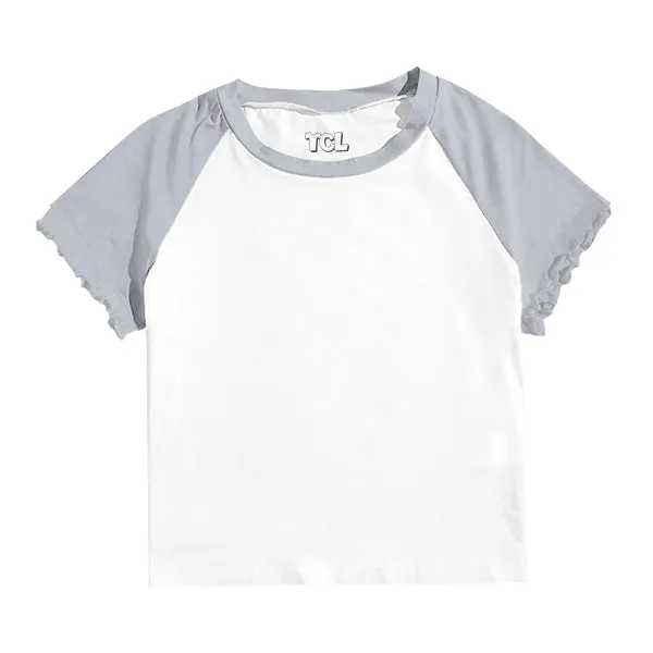 Baseball Tee with Lettuce Edge Sleeves