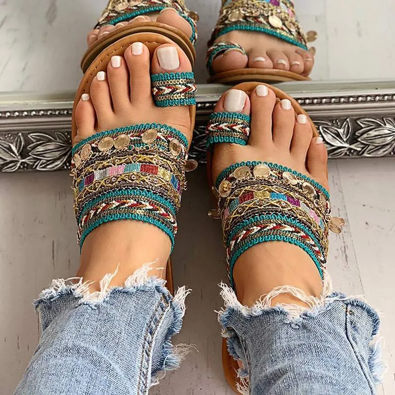 Bohemian Toe Ring Fashion Flats Sandals