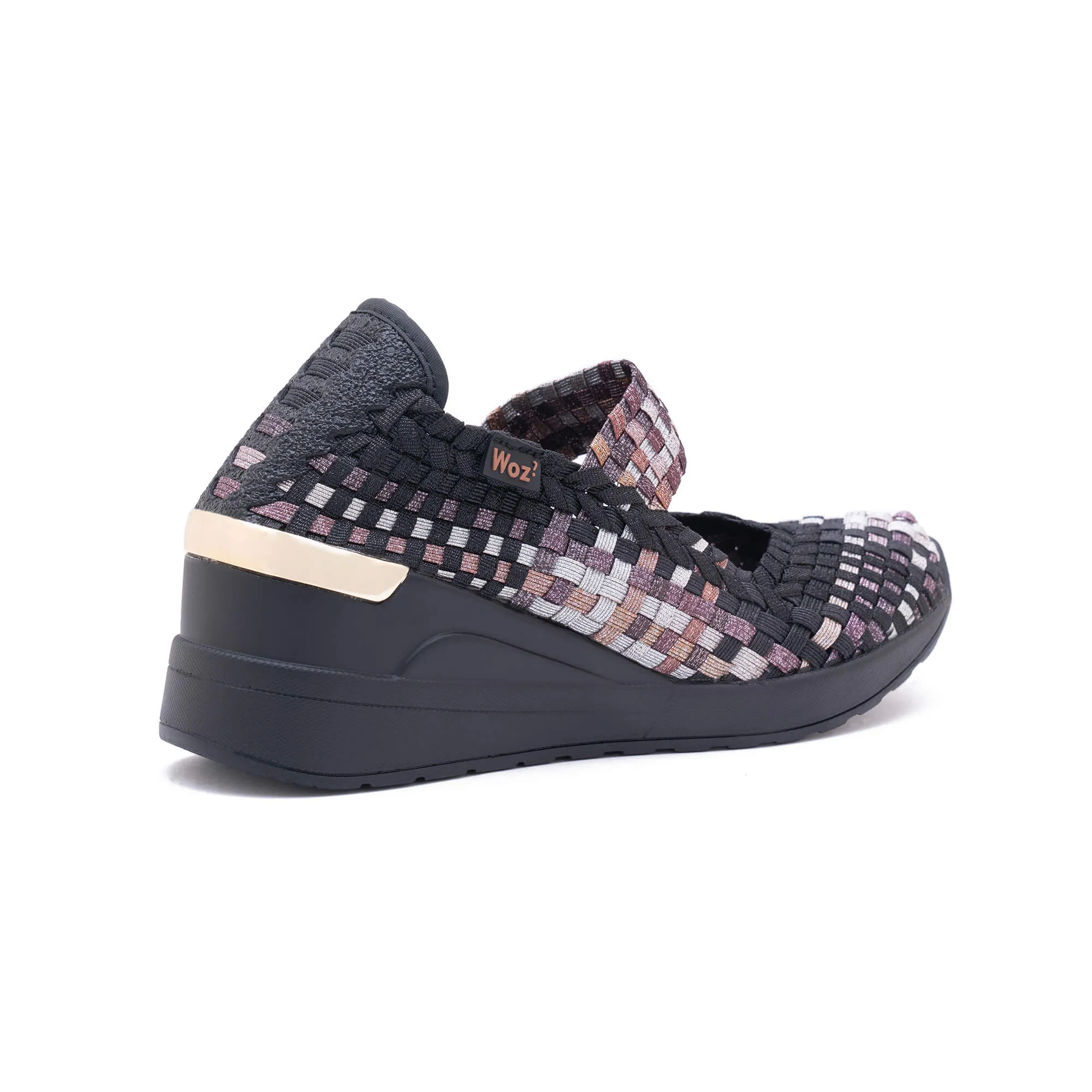 Cannes Black Multi Bronze Wedge