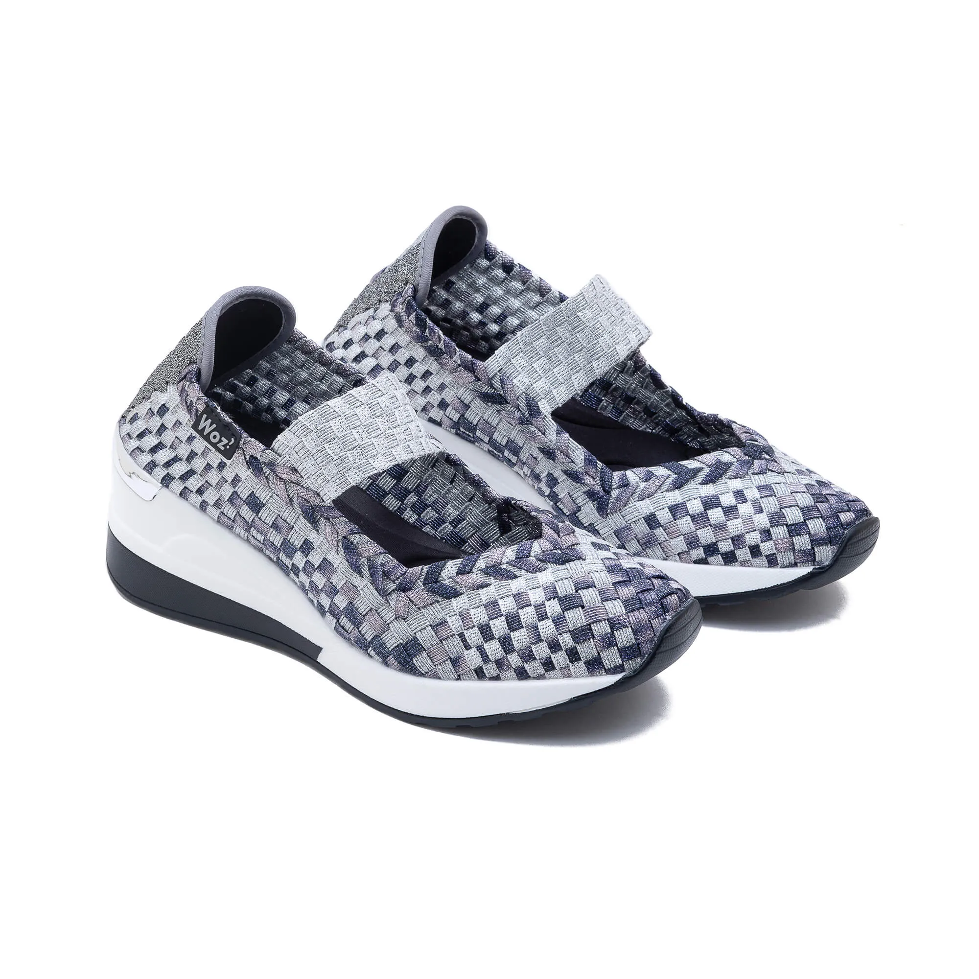 Cannes Dark Multi Silver Wedge