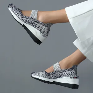 Cannes Dark Multi Silver Wedge