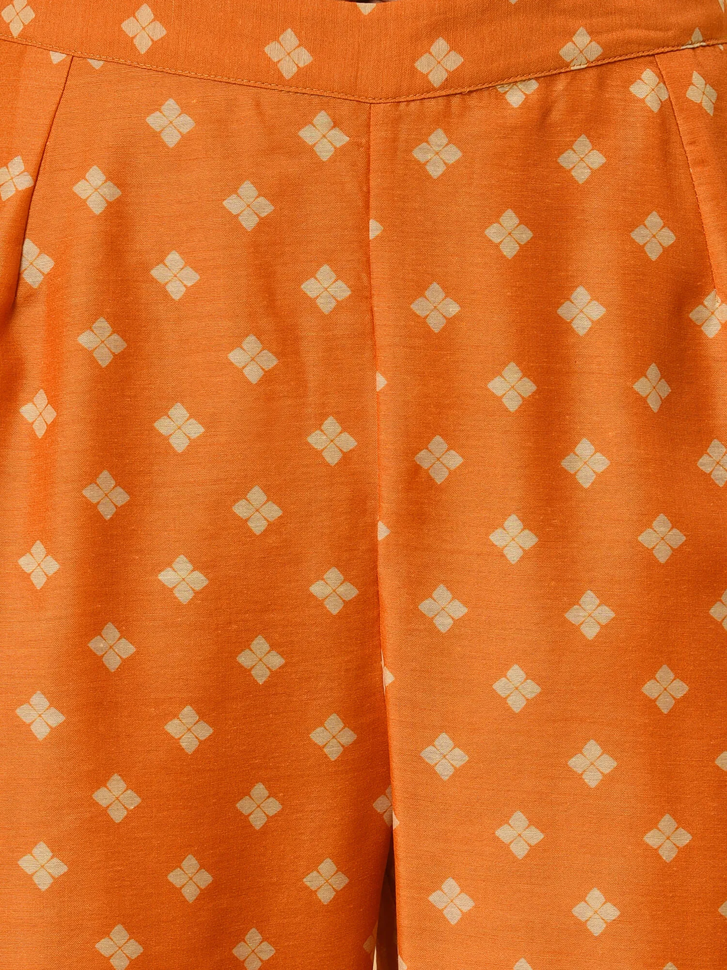 Celebrate in the Indian biscuit coloured printed chanderi Kurta, Pant and dupatta