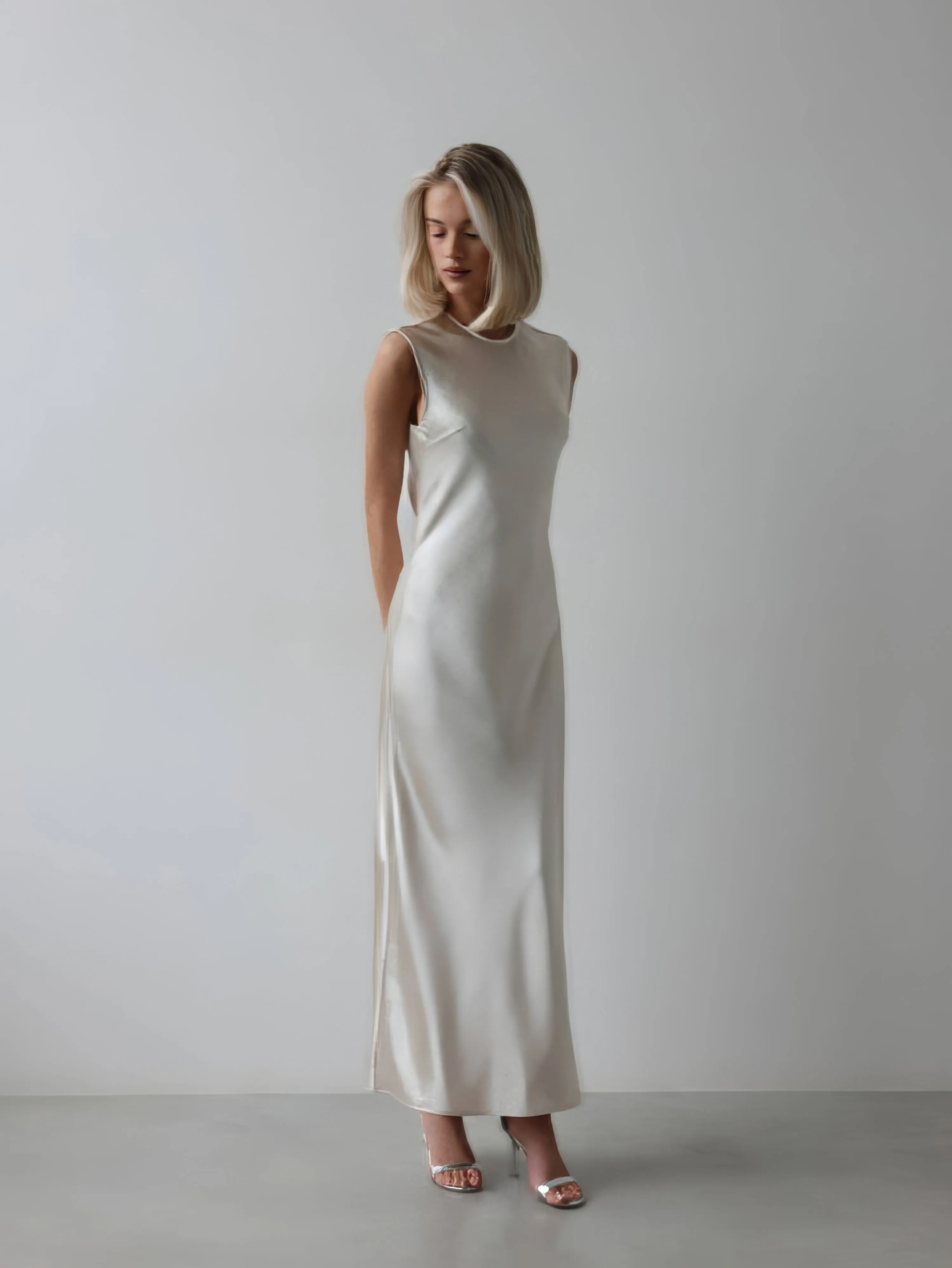 Champagne Satin Slip Dress