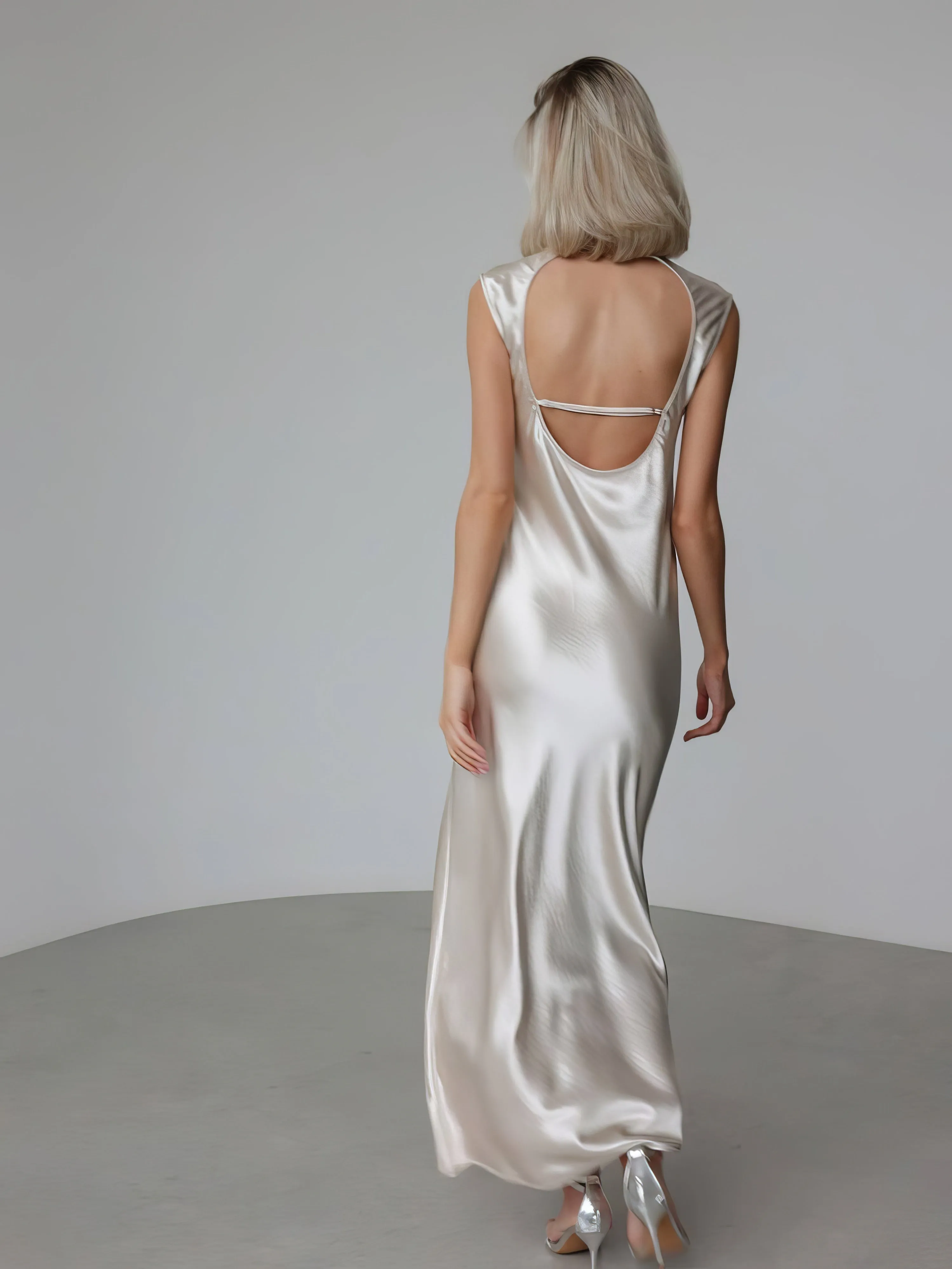 Champagne Satin Slip Dress