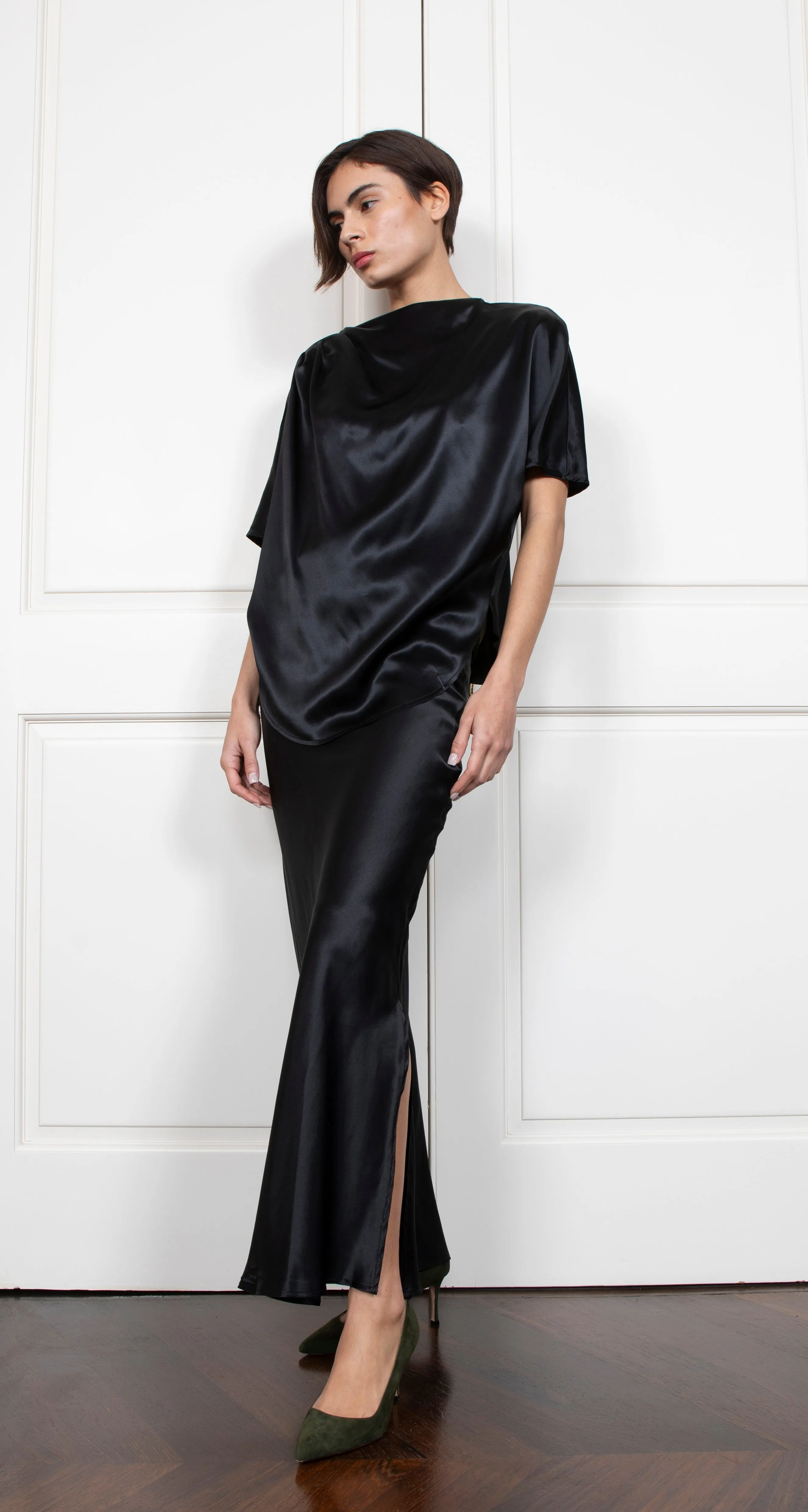 Charlotte Pleated Wedge Black