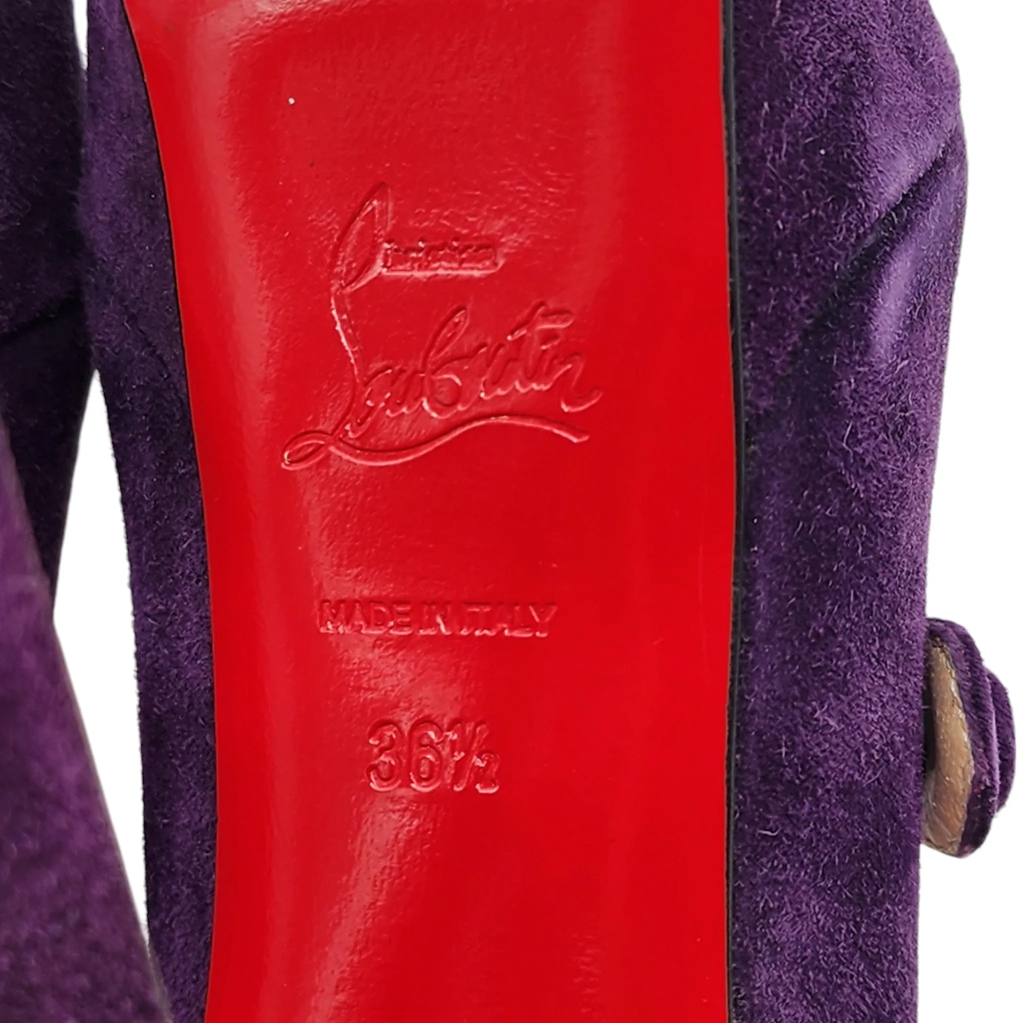 Christian Louboutin Relika Mary Janes Pumps 140 - Suede - Eggplant 36.5