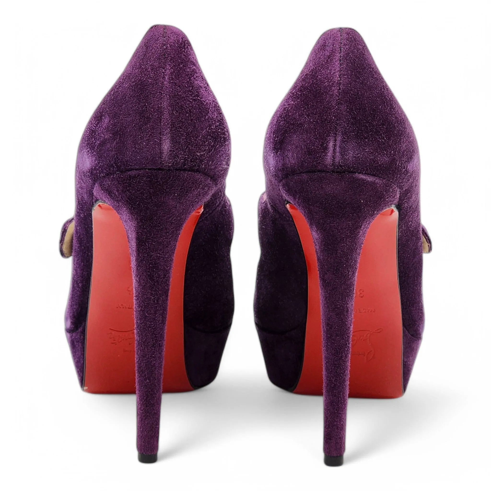 Christian Louboutin Relika Mary Janes Pumps 140 - Suede - Eggplant 36.5