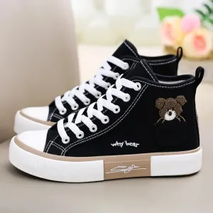 Cute Canvas Shoes - Breathable Brand Sport Sneakers, Casual Vulcanized High Top Flats for Women, Zapatos Mujer