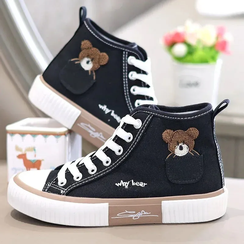 Cute Canvas Shoes - Breathable Brand Sport Sneakers, Casual Vulcanized High Top Flats for Women, Zapatos Mujer