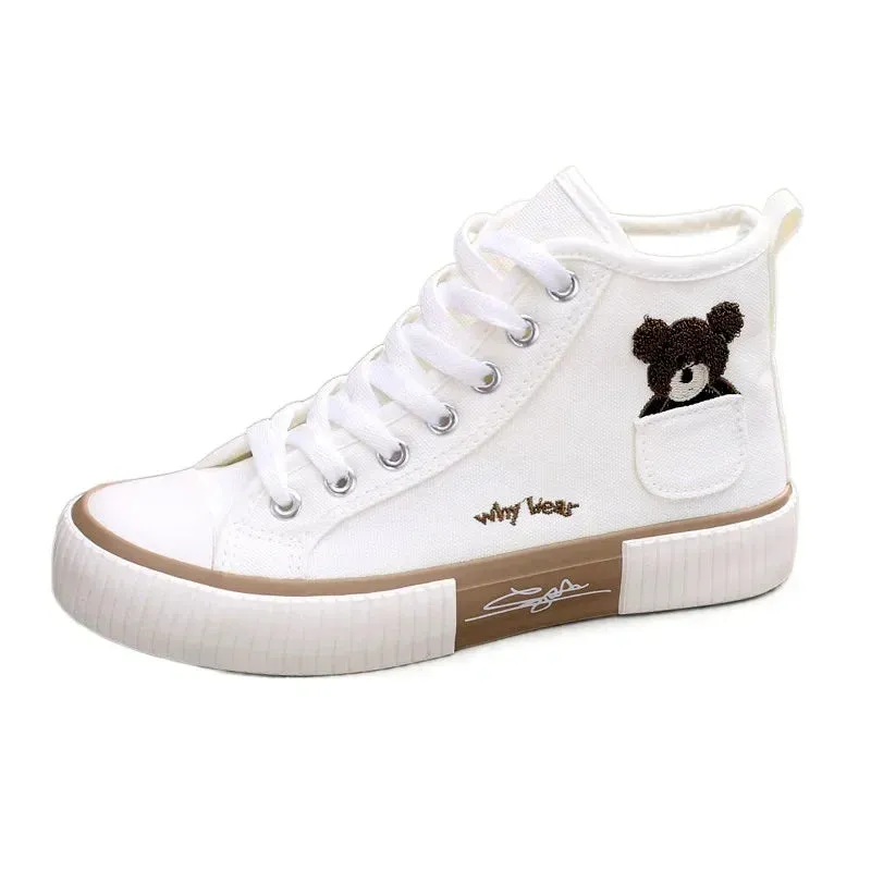 Cute Canvas Shoes - Breathable Brand Sport Sneakers, Casual Vulcanized High Top Flats for Women, Zapatos Mujer