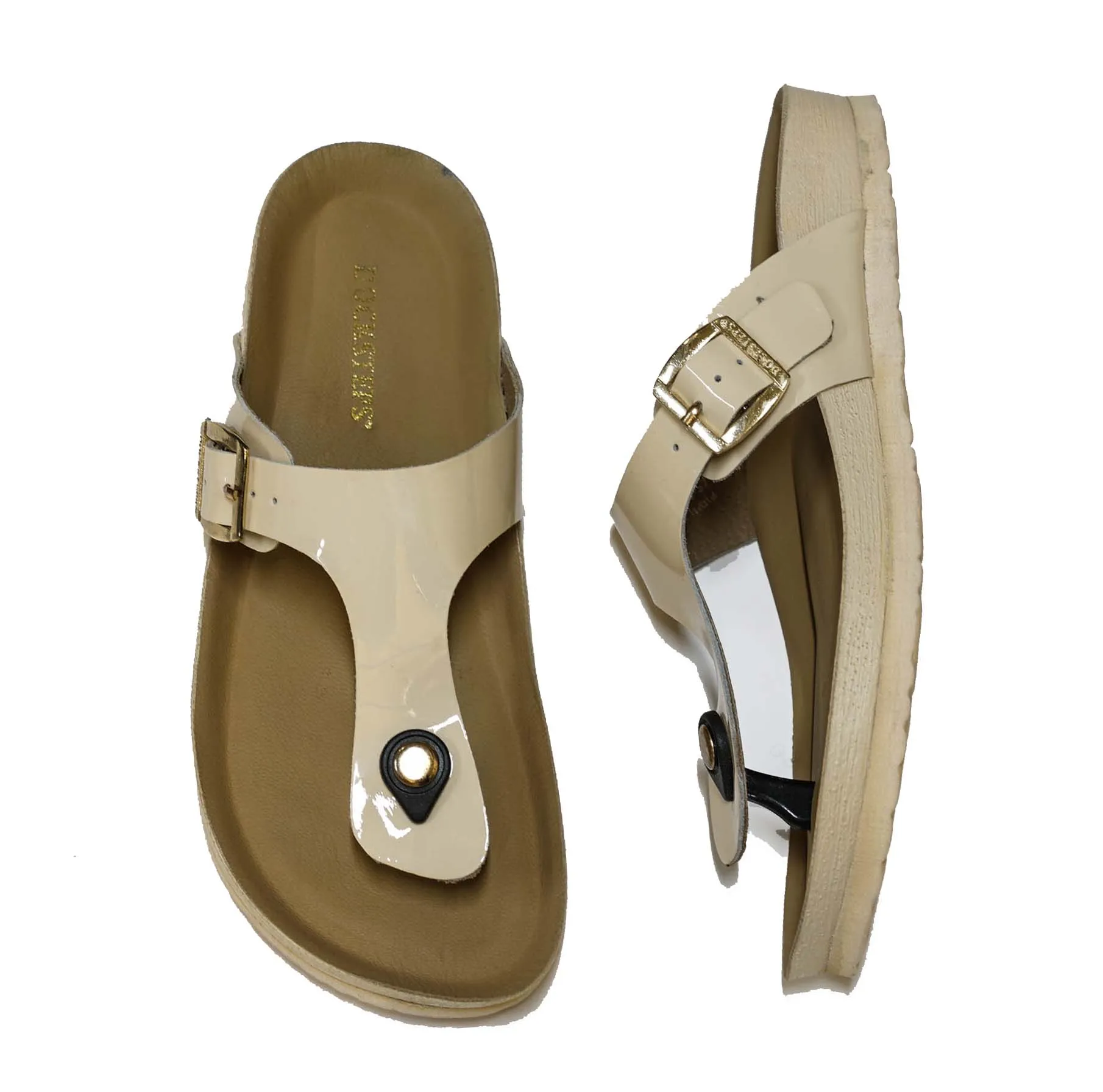 Docksteps Women's Sand Patent Leather Thongs DSE105456