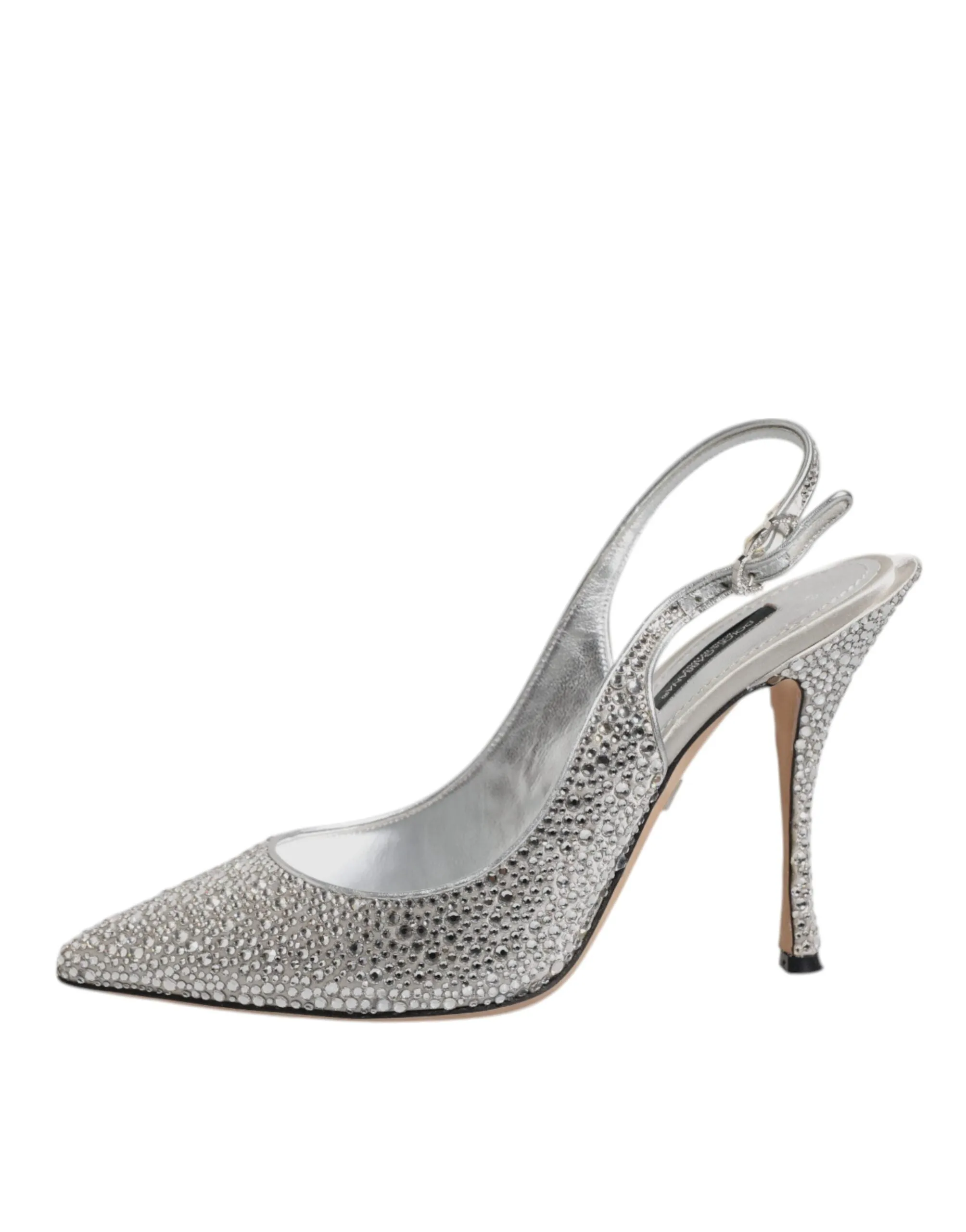 Dolce & Gabbana Silver Crystal Embellish Stiletto Heels Shoes
