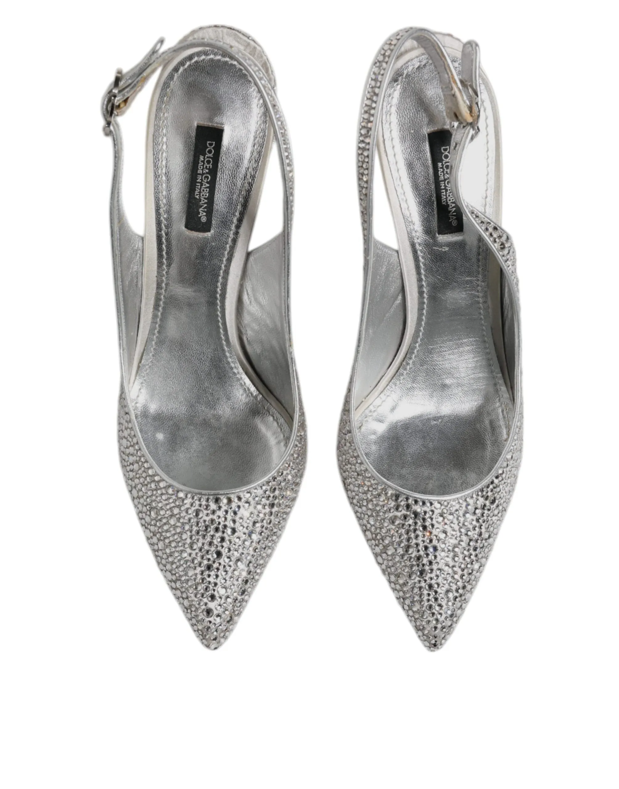 Dolce & Gabbana Silver Crystal Embellish Stiletto Heels Shoes