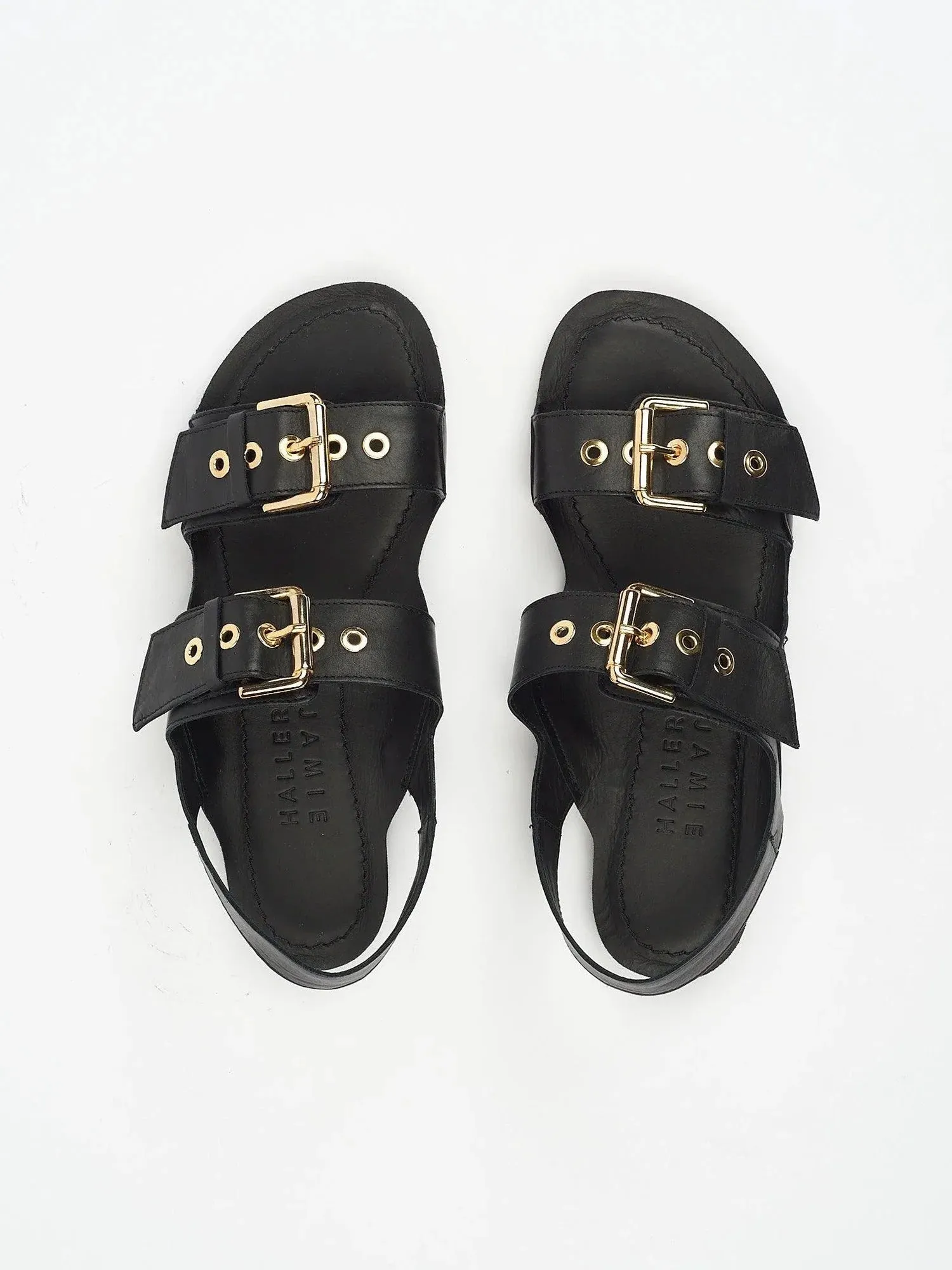 Double Buckle Sandal in Black