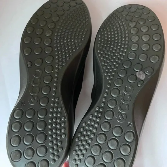 Ecco Soft Wedge Slip on Loafer Women Comfort Shoe Black minimal Sz 39 EU 8.5 US