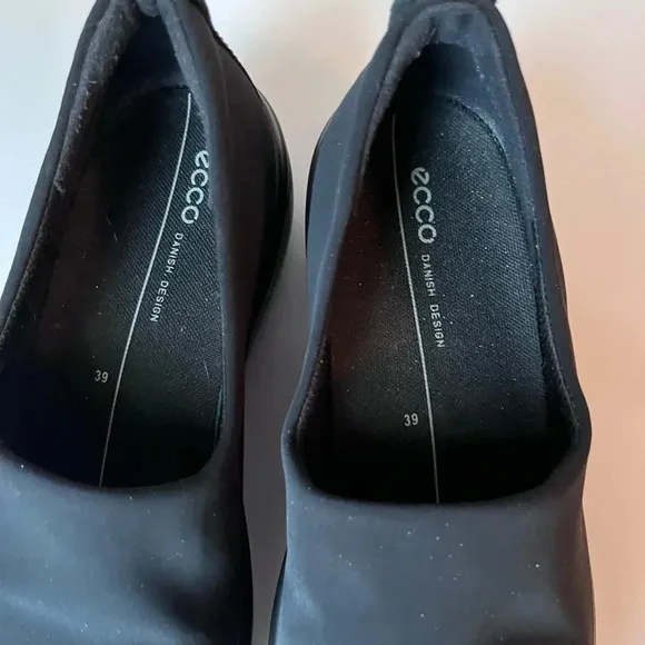 Ecco Soft Wedge Slip on Loafer Women Comfort Shoe Black minimal Sz 39 EU 8.5 US
