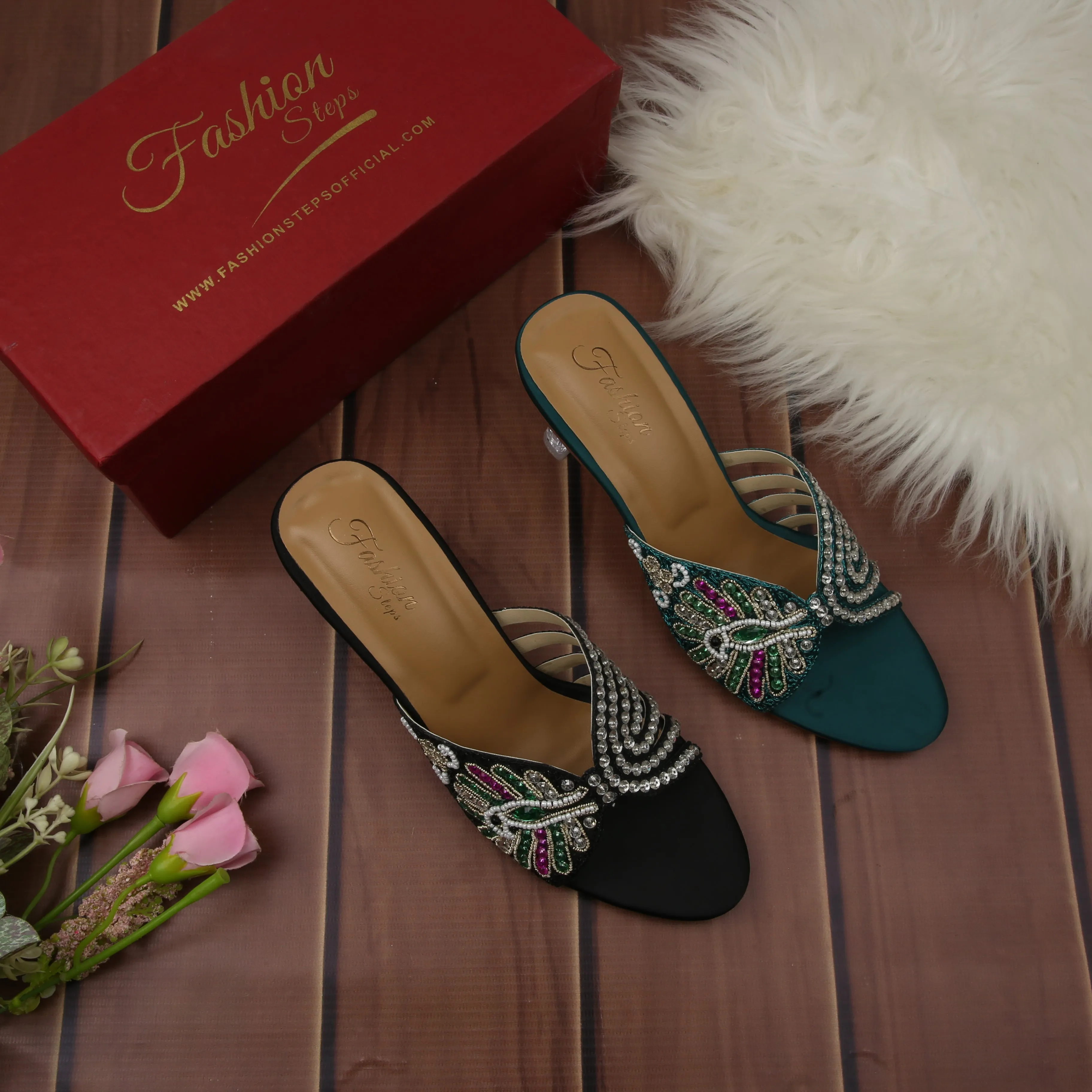 Fashion embroidery heel