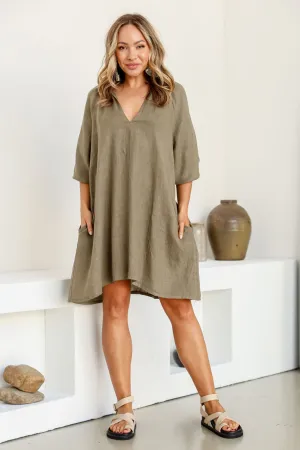 'Felicity' Linen Dress - Slate