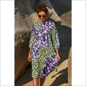Floral Three Quarter Sleeve Dress - Chic & Stylish