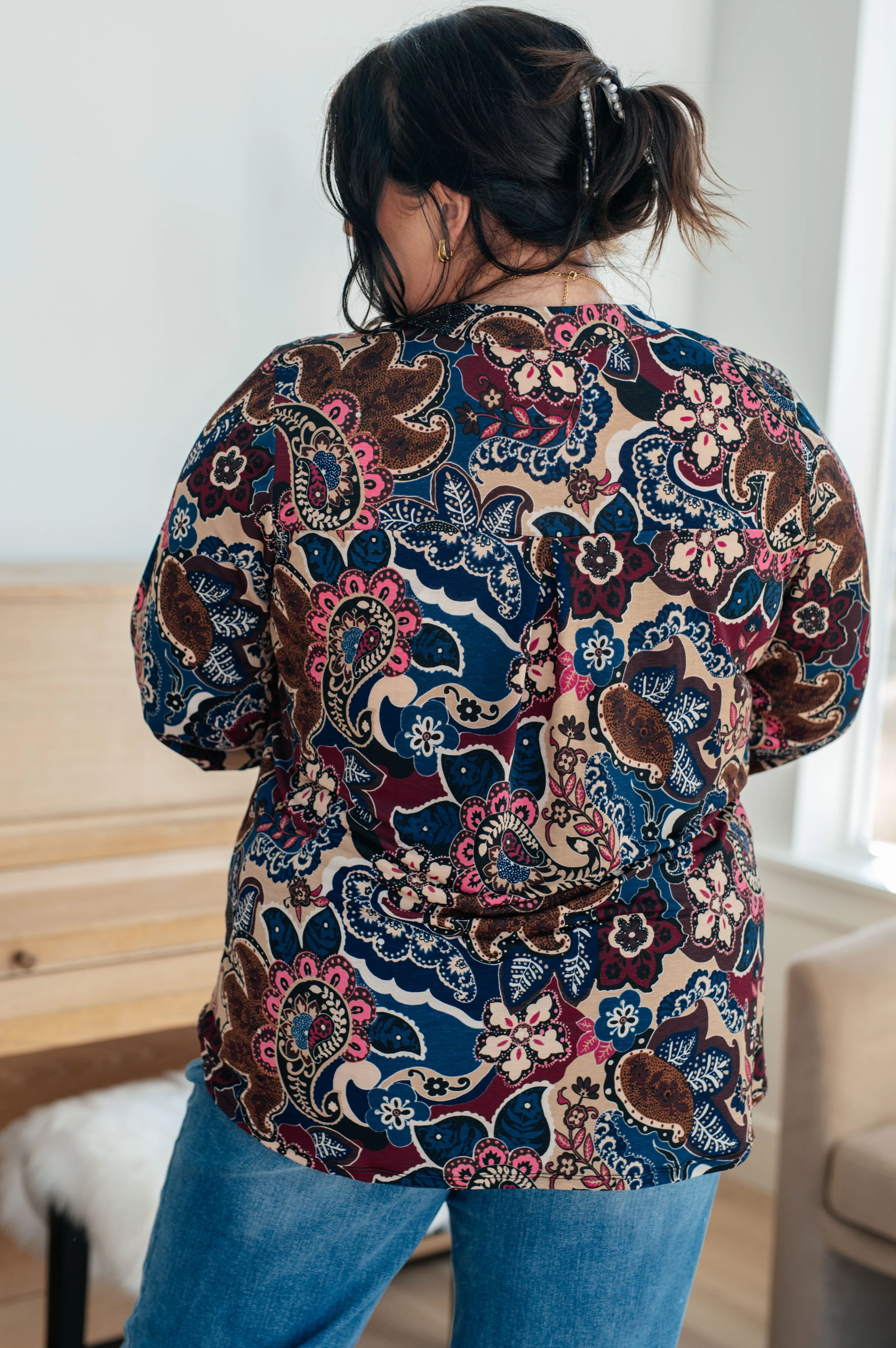 Hazel Blues® |  Little Lovely Blouse in Wine Paisley