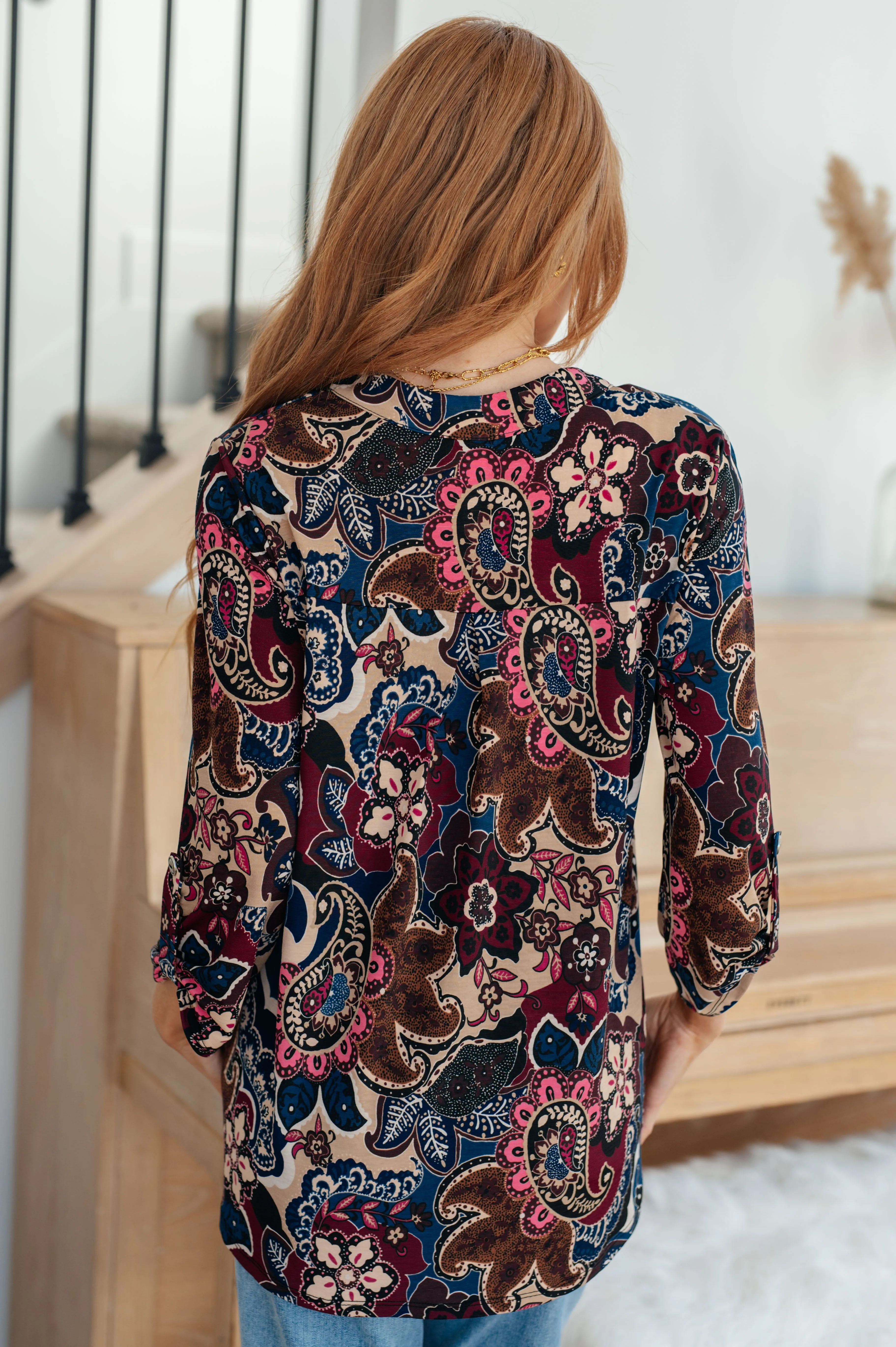 Hazel Blues® |  Little Lovely Blouse in Wine Paisley