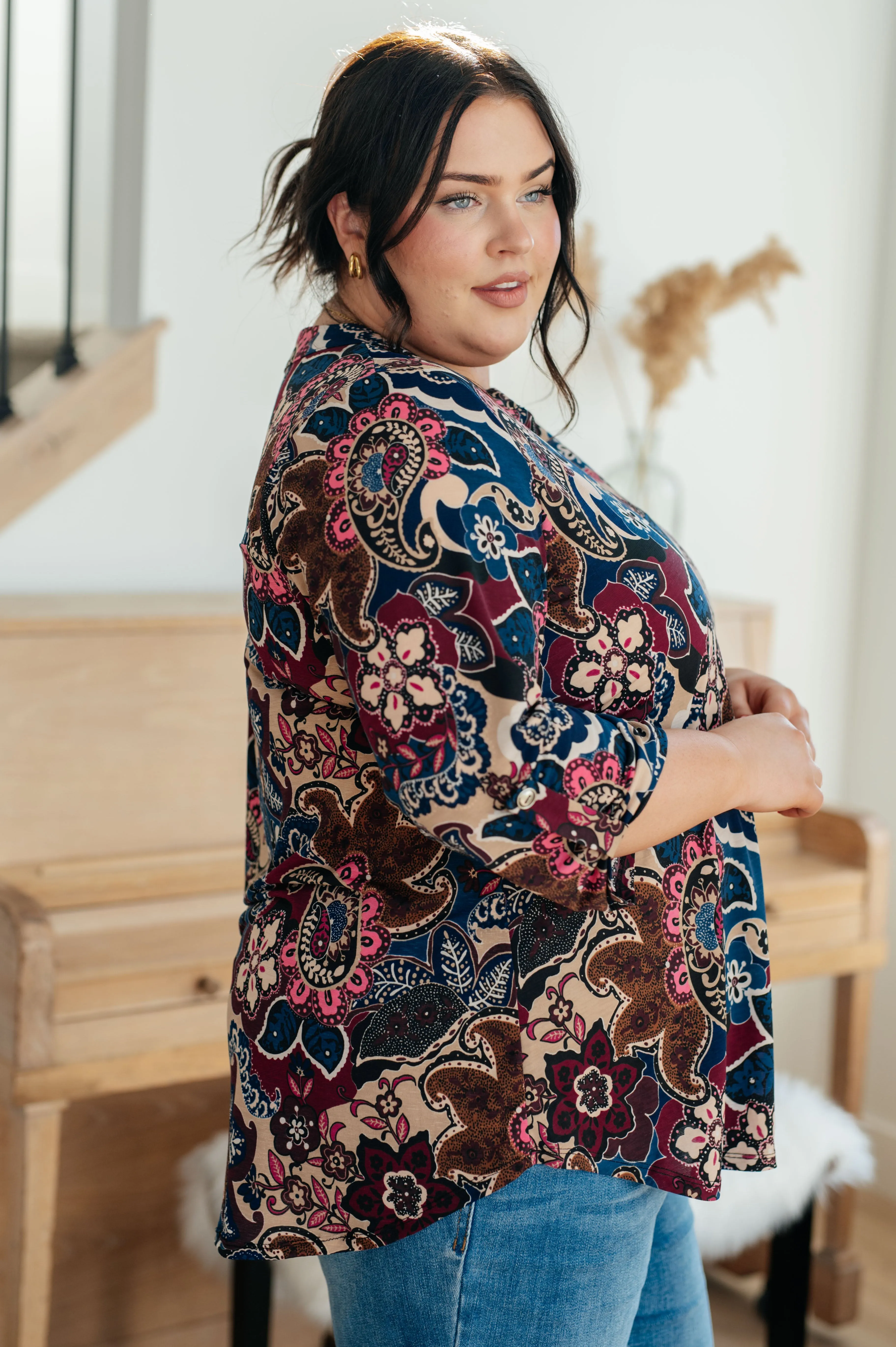 Hazel Blues® |  Little Lovely Blouse in Wine Paisley
