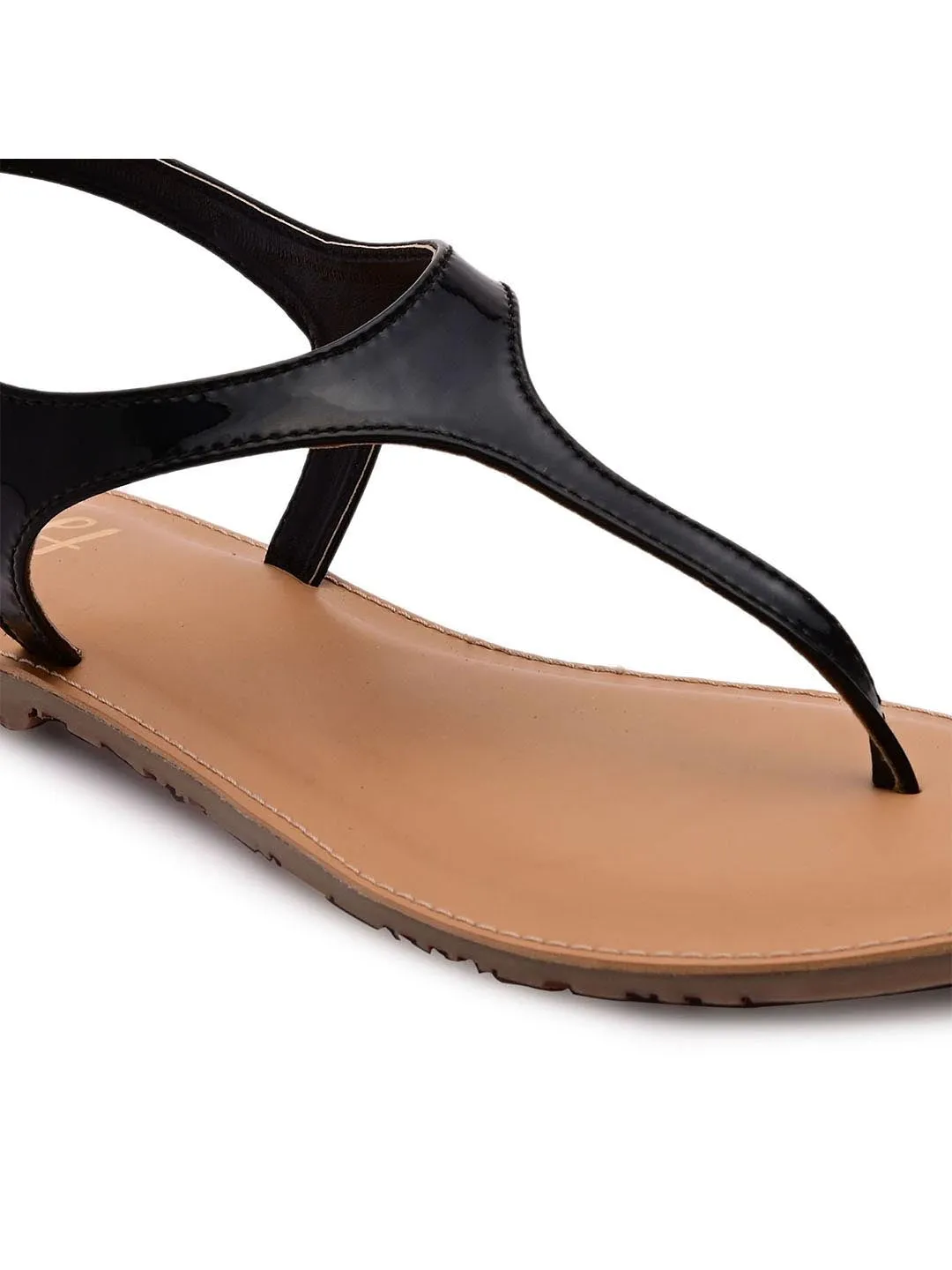 Hydes N Hues Women Black Solid T-Strap Flats