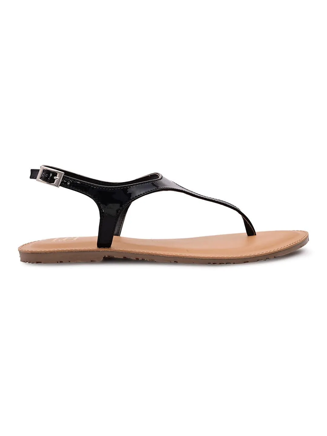 Hydes N Hues Women Black Solid T-Strap Flats