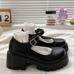JazzHer shoes Japanese Jk Shoes Small Leather Shoes Women's British Style 2024 Spring and Autumn New Black Platform Lolita Mary Jane Single-Layer Shoes